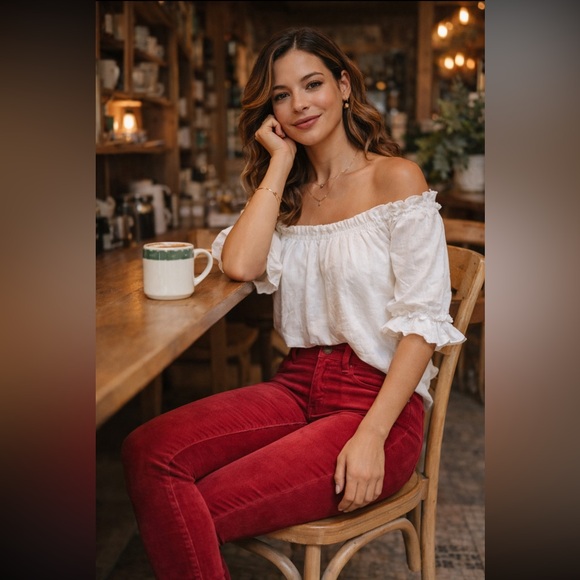 Anthropologie Denim - Pilcro and the Letterpress NWOT Corduroy Pant High Rise Skinny Red Stretch 27.